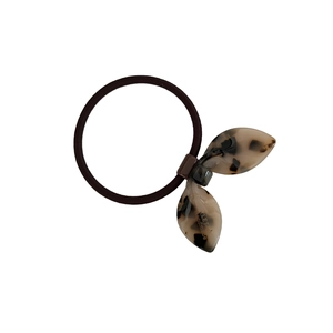 Cute bunny ear elastic hair band with leopard pattern resin pieces and YLETA gold logo