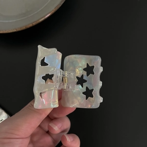 Iridescent star cutout acetate hair claw clip with pearlescent finish for women