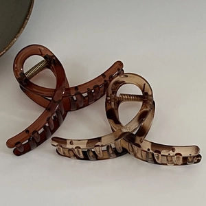Large tortoiseshell and amber resin hair claw clips with strong grip for thick hair