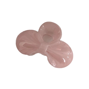 Pink bow hair claw clip with jelly texture for women elegant hair accessories