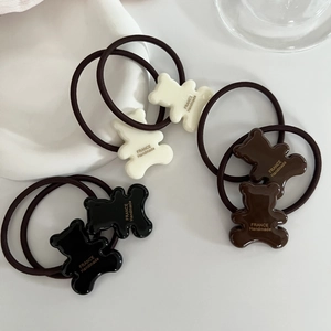 Cute Bear Hair Tie Korean Style High Elasticity Resin Cartoon Scrunchie For Women Girls Daily Hair Accessories