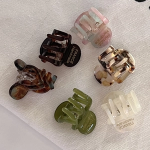 Set of 6 colorful acetate hair claws featuring gold France Handmade lettering detail
