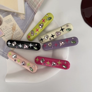 Lot de barrettes rectangulaires colorées style Y2K avec strass brillants assortis