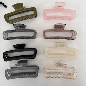 Set of eight 13cm jelly color rectangular hair claws in various matte and glossy finishes