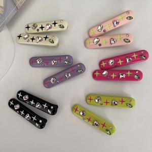 Lot de 6 paires de barrettes colorées Y2K avec strass scintillants pour femmes
