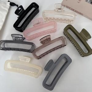 Set of minimalist large jelly-colored 13cm rectangular hair claws in various elegant shades