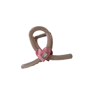 Elegant mauve heart hair claw clip with a sparkling rectangular crystal embellishment