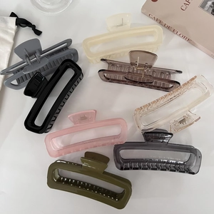 Minimalist Large Jelly Color Rectangular Hollow Hair Claw Clip Elegant Acrylic Shark Clip Hair Accessories For Women