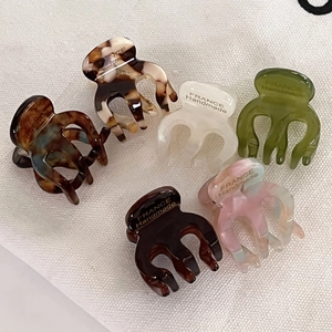 6-pack of mini acetate hair claws with tortoiseshell and pastel patterns, handmade style
