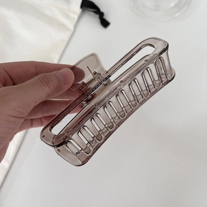 Minimalist jelly grey 13cm large rectangle hair claw clip for thick hair styling