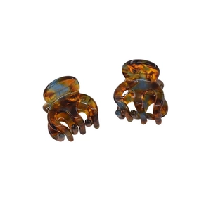 Vintage tortoiseshell mini acetate hair claws with gold handmade print for women