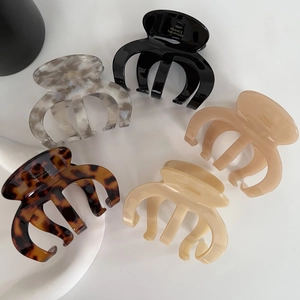 Vintage Acetate Medium Hair Claw Clip Leopard Marble Pattern Handmade Elegant Shark Clip For Women Hair Accessories