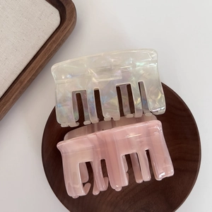 Large Cellulose Acetate Hair Claw Clip Square Iridescent Marbled Nonslip Strong Hold Shark Clip Korean Style Women Headwear