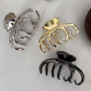 Pince à Cheveux Forme de Citrouille en Métal Minimaliste Grande Pince Requin Brillante Accessoire de Mode pour Femmes