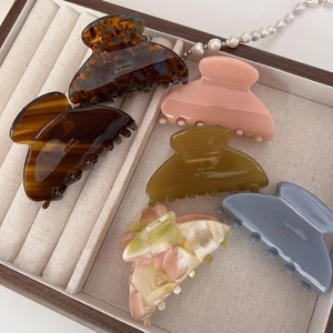 French Vintage Acetate Small Hair Claw Clip Sweet Marble Pattern Shark Clip Versatile Elegant Hair Accessory For Women