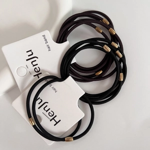 Minimalist High Elastic Hair Ties For Women Girls Gold Oval Metal Bead Ponytail Holder Durable Scrunchies Fashion Hair Accessories