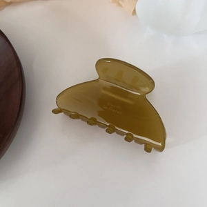 French style dark green acetate hair claw clip with Barrette la France lettering