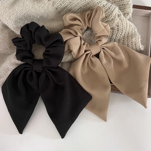 Chouchous à Nœud Ruban Style Coréen Élégant Tissu Fait Main Couleur Unie Porte-Queue de Cheval Accessoires de Coiffure pour Femmes