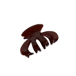 French style dark brown glossy pumpkin hair claw clip for elegant half-up hairstyles