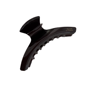 Elegant deep tortoiseshell acetate claw clip with golden Barrette La France lettering