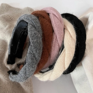 Lot de 5 serre-têtes en maille torsadée pour femme aux couleurs douces d'automne et hiver