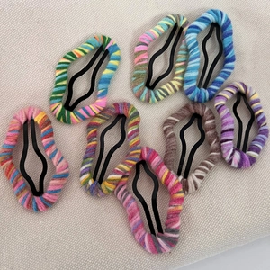 Pinzas para el cabello BB hechas a mano envueltas en lana con siete colores