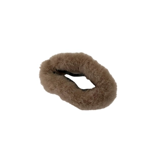 Soft plush cloud-shaped hair clip in brown faux fur for autumn winter hair styling