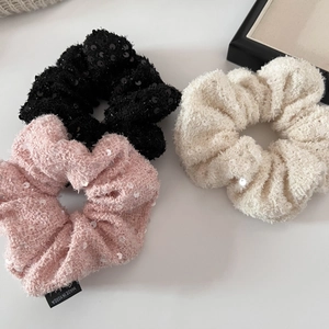 Women Sequin Tweed Scrunchies Shiny Sweet Style Elastic Hair Ties Korean Fashion Fabric Ponytail Holder Hair Accessories