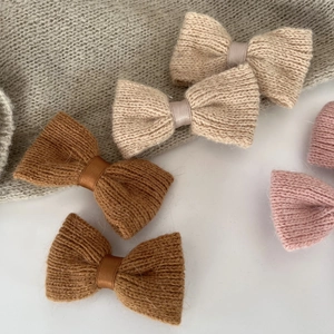 Handmade Knitted Bowknot Hair Clip Sweet Autumn Winter Polyester Satin Duckbill Clip Fashion Hair Accessories For Women