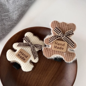 Barrette à Cheveux Nœud Ours Mignon Doux Marron Blanc Ours Pince à Bec de Canard Peluche Animale Accessoires Cheveux Filles