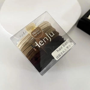 Elastic seamless hair tie set in earth tones with durable boxed storage packaging