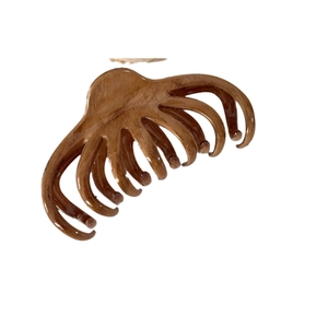 Brown oil painting style wood texture large hair claw clip for French style updos
