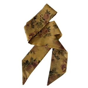 French vintage floral skinny silk scarf with retro rose pattern for hair styling