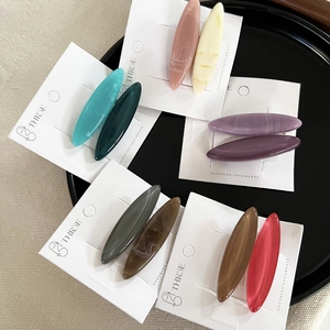 Korean Style Minimalist Candy Color Oval Hair Clips For Women Girls Marble Texture Resin Sweet Duckbill Bangs Side Clips