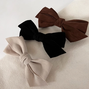 Handmade Fabric Bowknot Hair Clip For Women Korean Style Elegant Solid Color Spring Clip Hairpin Versatile Accessories