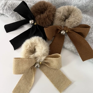 Autumn Winter Plush Bowknot Scrunchies Sweet Furry Hair Ties For Women Korean Style Bow Hair Rope Accessories