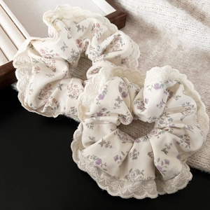 Chouchous en Dentelle Florale de Style Français pour Femmes Élastiques à Cheveux en Tissu Élégants Accessoires pour Cheveux