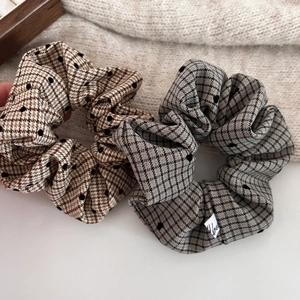 Vintage Plaid Fabric Scrunchies For Women Bow Polka Dot Heart Pattern Elastic Hair Ties Korean Style Retro Hair Rope
