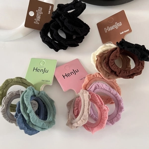 Pleated Fabric Scrunchies Set High Elasticity Hair Ties Sweet Ruffle Hair Band For Women Daily Hair Accessories