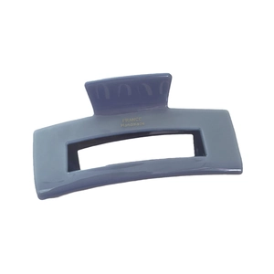 Molla per capelli rettangolare blu nebbia con logo dorato France Handmade