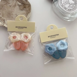 Barrettes à fleurs en acétate marbré rose et bleu pour frange latérale femme