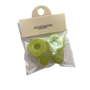 Barrettes à fleurs translucides vertes pour filles, épingles à cheveux d'été avec carte