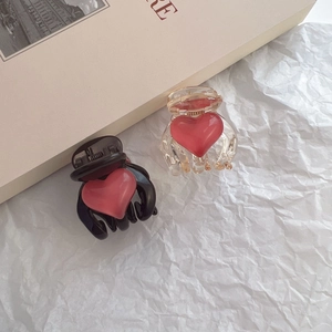 Mini Heart Hair Claw Clips For Women Girls Sweet Resin Small Hair Clips Transparent Black Red Heart Hair Accessories