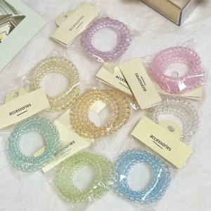 Elastici per Capelli in Stile Coreano Colorati a Spirale a Cavo Telefonico per Donne Ragazze in Plastica Trasparente