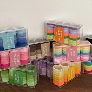 Set di elastici per capelli sfumati macaron arcobaleno in scatola ad alta elasticità