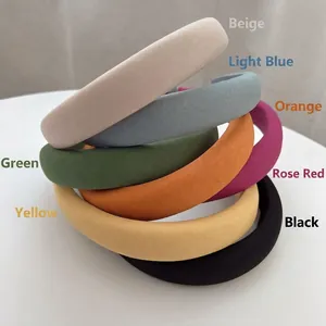 Korean Style Padded Sponge Headband For Women Solid Color Thickened Fabric Hair Band Fashion Hair Accessories For Daily Use
