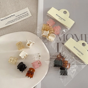 Set of 6 mini matte claw clips in assorted colors for styling fringe and small hair strands