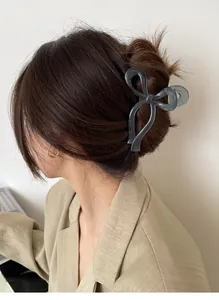 Grande molletta per capelli a fiocco grigio traslucido per eleganti acconciature raccolte