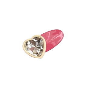 Barrette à cheveux cœur rose avec base en émail et pierre en cristal étincelante