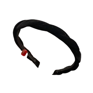 Serre-tête tressé en velours noir minimaliste avec un design large élégant pour femme